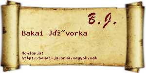 Bakai Jávorka névjegykártya